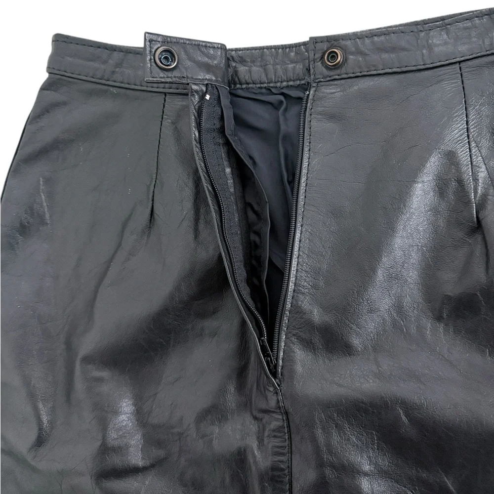 Comint Vintage 90s Argentina Black Leather Pencil Mini Skirt US 6